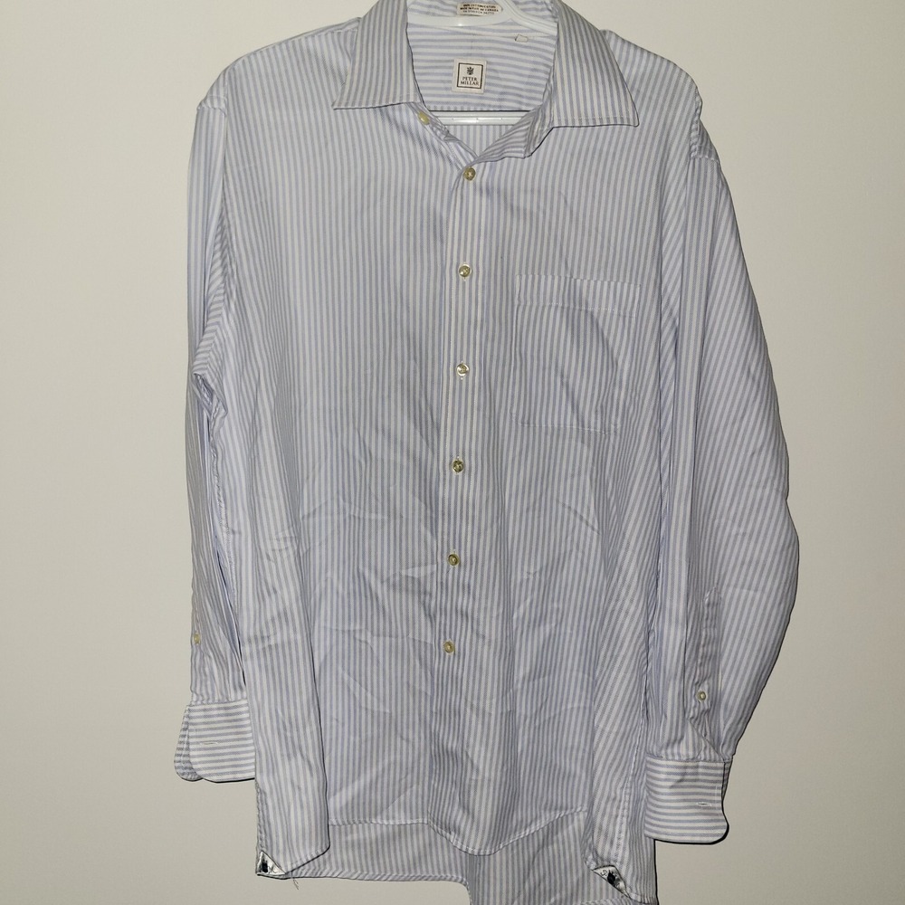 Peter Millar Long Sleeve Button Up‎ Shirt Men's Size Large 15.5 Vertical Striped